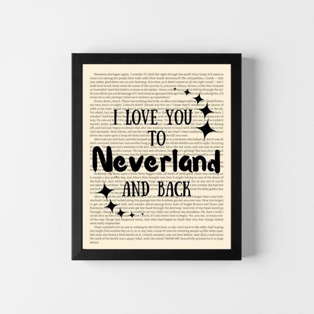 Motivational Book Page Art Print- I Love you to Neverland - Picture 2 of 4
